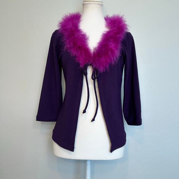 y2k fur collar cardigan - Picture 1 of 7